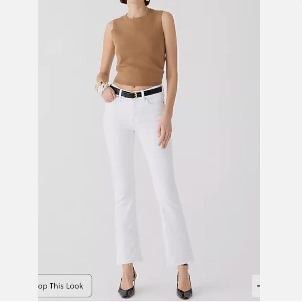 J. Crew 9" demi-boot crop jean in white wash NWT size 32